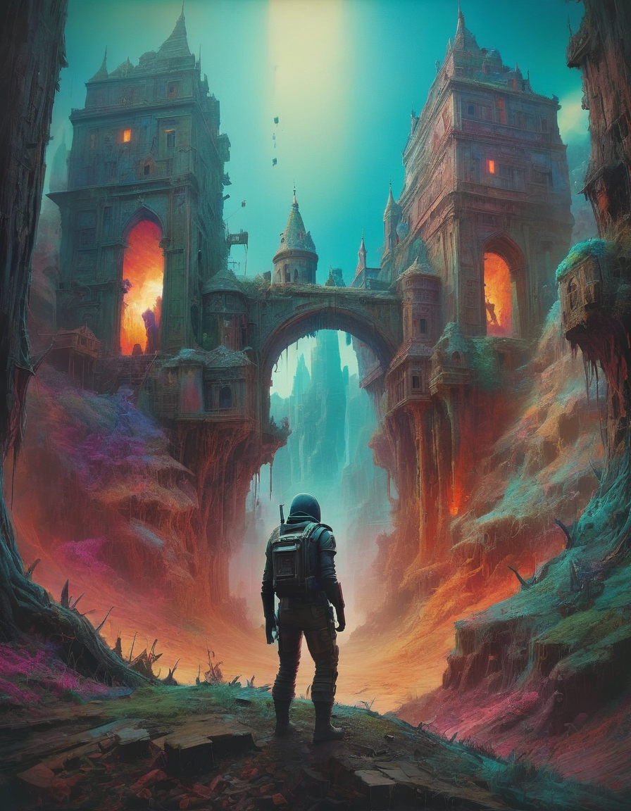 by Zdzislaw Beksinski and by Marc Simonetti, (terragenous , Faded Polaroid Photo but extremely beautiful:1.4), (intricate details, masterpiece, best quality:1.4) , Fortnite Art Style, 3D cartoon, colorful, Fortnite Art Style, , looking at viewer, dynamic pose made of ral-cmpctdsc <lora:ral-cmpctdsc:0.6>