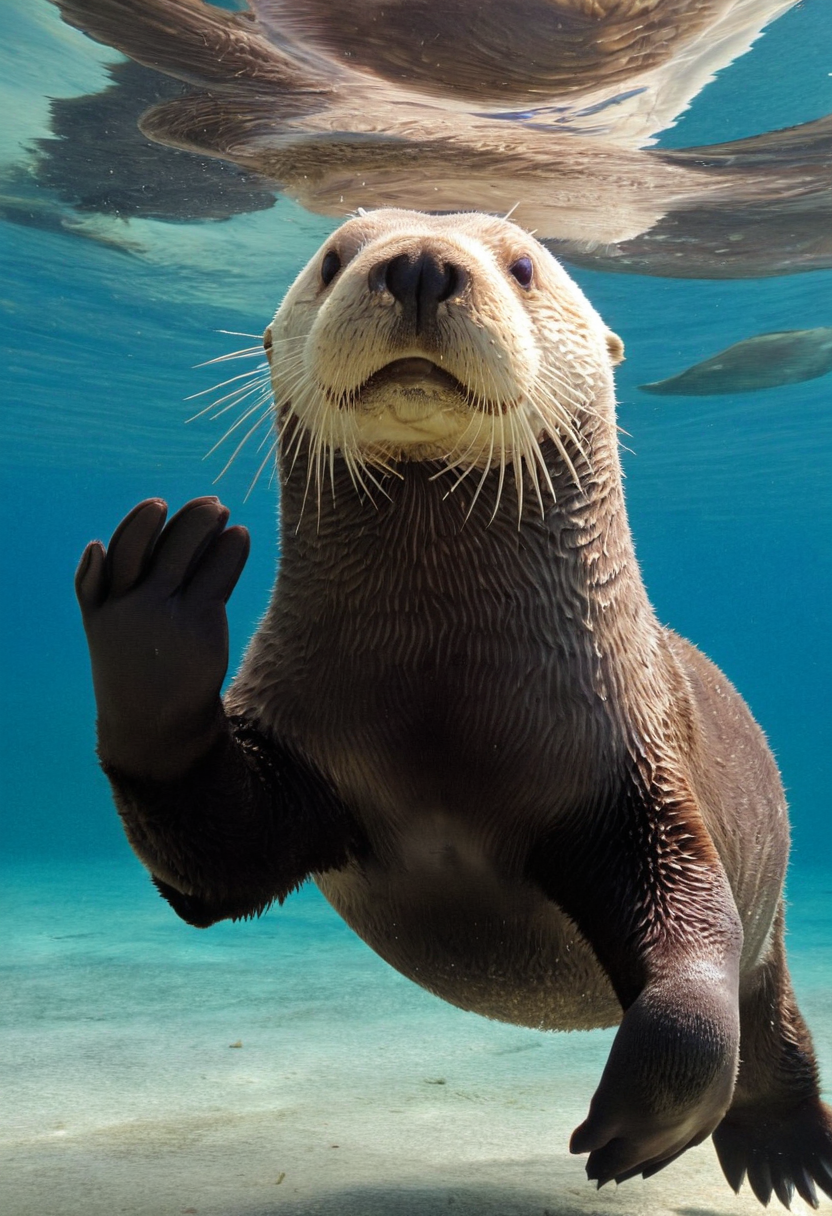 sea otter, underwater view <lora:PornMaster-Fantasy style-V1:0.7>