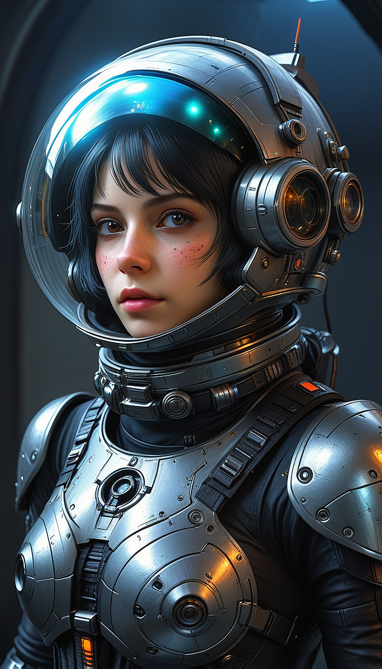 (in ARTIST style:1.4), (masterpiece:1.7), 
gorgeous 1girl, solo, Imagine a painting of 2B from "Nier: Automata," but she's wearing a space helmet, dark makeup, and is inside a spaceship. 
(masterpiece:1.8), (highest detailed:1.8), (angle:1.8), perfectly lighted, (contrast), (saturated), (((sharp focus))),
(hyperdetailed:1.3), (intricate details:1.2), (Refined details:1.3), (best quality:1.5), highly detailed textures, vibrant colors,
(ultra sharp focus:1.8), (detailed skin:1.8), (detailed :1.8), (thin lines:1.8), (best quality:1.8),
<lora:Apparatus_-_Traction_City_Walkers_Vehicles:0.7>,