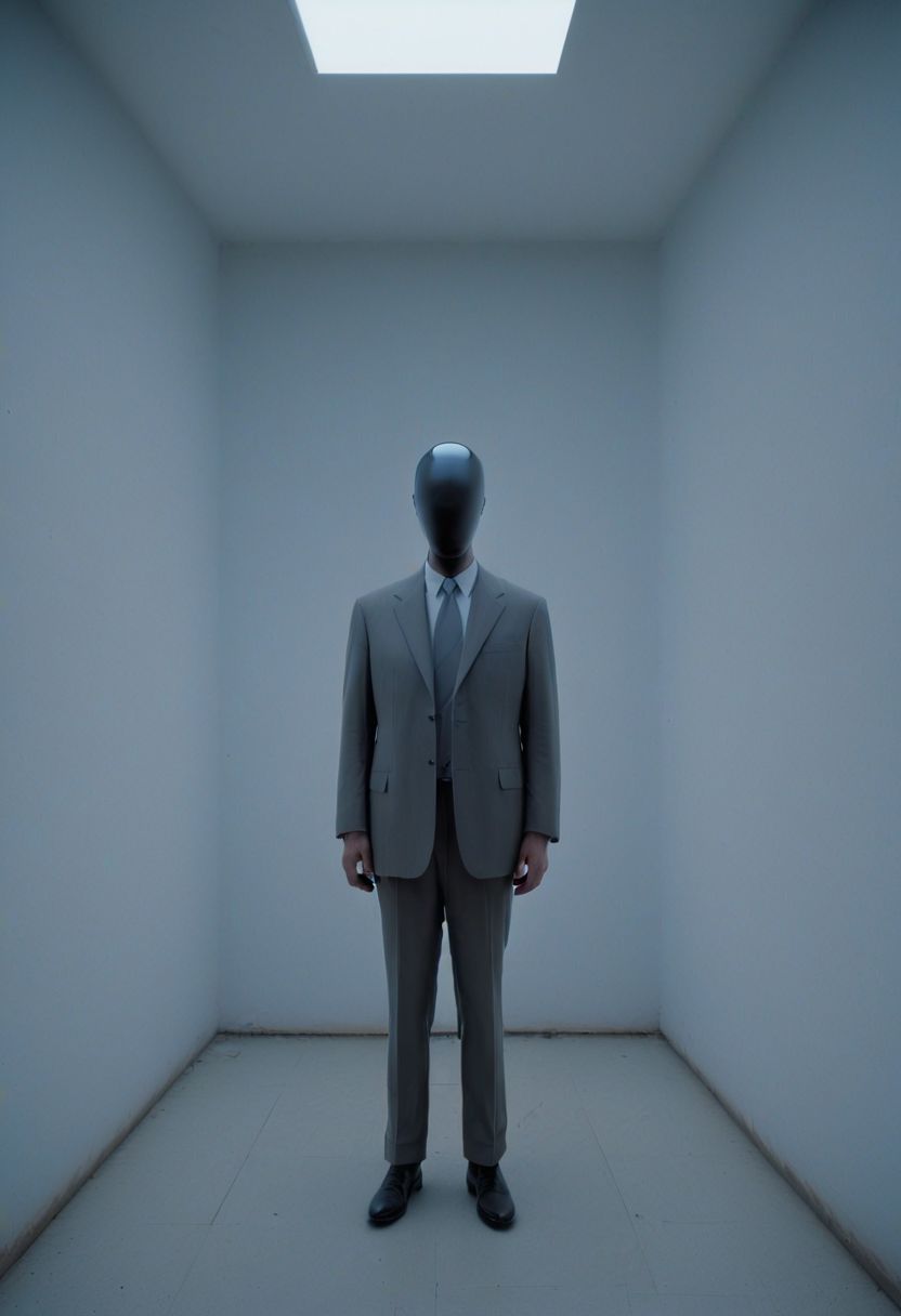 A hollow body, emerging from the neck a soul of light, the one that replaces what was once the man inside the suit and tie: and it hasn't. Nothing can replace it, yet the corporate logos, the Pepsi, the Coke, the Nintendos and so on speak through its neck and somewhere in the static, like an enigmatic face pressed against a saran wrap wall, it screams. And you see it there, late at night in the mirror: he is alive in there in the screaming thing that wakes into television and presses into its pillow like fruiting death like all that has wept and long gone down into the grave of night, the one that never sleeps now, and besides, the light stays on in the daytime too, James Turrell Style page, Blade Runner 2049