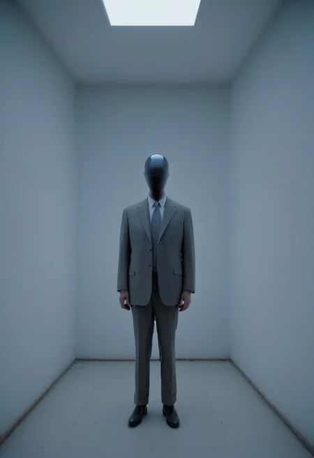 A hollow body, emerging from the neck a soul of light, the one that replaces what was once the man inside the suit and tie: and it hasn't. Nothing can replace it, yet the corporate logos, the Pepsi, the Coke, the Nintendos and so on speak through its neck and somewhere in the static, like an enigmatic face pressed against a saran wrap wall, it screams. And you see it there, late at night in the mirror: he is alive in there in the screaming thing that wakes into television and presses into its pillow like fruiting death like all that has wept and long gone down into the grave of night, the one that never sleeps now, and besides, the light stays on in the daytime too, James Turrell Style page, Blade Runner 2049