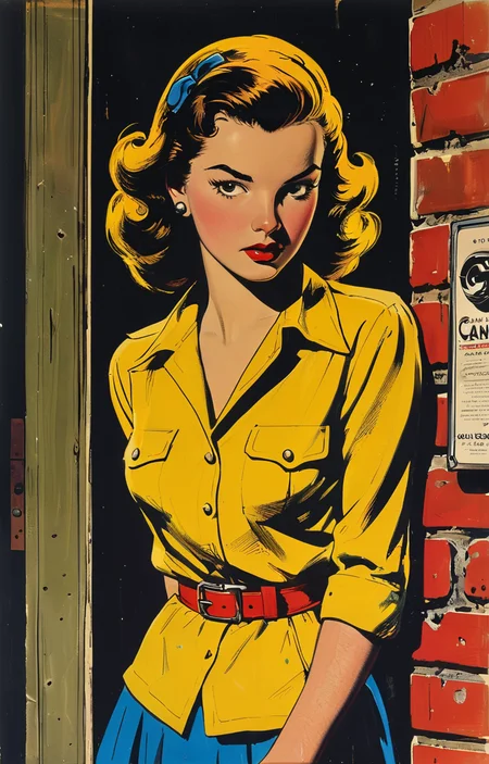 masterpiece,best quality,<lora:tbh369-sdxl:0.6>,illustration,style of Milton Caniff tech genius teenage girl