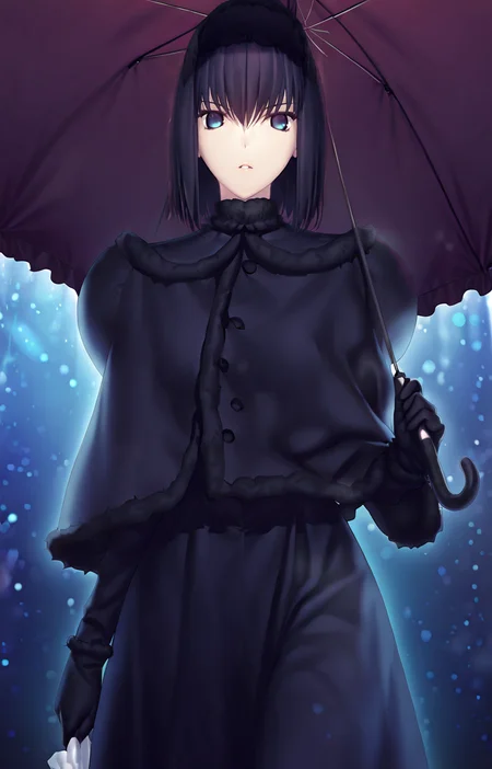 1girl, solo, kuonji alice, questionable, black hair, gloves, blue background, blue eyes, holding umbrella, looking at viewer, masterpiece, best quality, 8k, absurdres, very aesthetic,
<lora:Kuonji_ailcev2:0.8> <lora:Koyama_hirokazu:0.8>