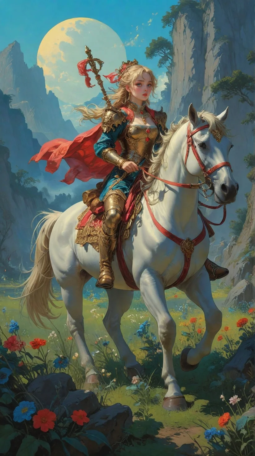 glamorous photo of Baroque, anime artwork "landscape of meadow with horse with metal armor by gaston bussiere, anna nikonova aka newmilky, greg rutkowski, yoji shinkawa, yoshitaka amano, tsutomu niehi, moebius, donato giancola, geoffroy thoorens, concept art, trending on artstation, featured on pixiv, cinematic composition, 8 k",
<lora:Wild_Anime_2025:0.7>,
<lora:风格:0.7> style1,
<lora:extremely_detailed:0.7> extremely detailed ,
<lora:aidmaImageUpgraderSDXL-v0.3:0.5> aidmaImageUpgrader,
<lora:add-detail-xl:0.7>,
<lora:HyperdetailedColoredPencilIl:0.3>  ArsMJStyle, Colored pencil hyperdetailed realism, . anime style, key visual, vibrant, studio anime,  highly detailed, Fantasy painting art style, imaginative, dynamic composition, professional-grade execution, creates immersive world and landscape, painterly, epic, magical, dramatic, exuberant, grandeur, baroque art, oil painting art style from Renaissance period, masterful composition, Renaissance mood, renaissance oil painting, brush strokes, high fashion, luxurious, extravagant, stylish, sensual, opulent, elegance, stunning beauty, professional, high contrast, detailed