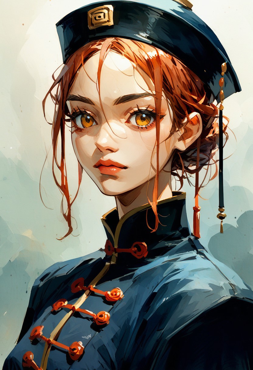 score_9, score_8_up,score_7_up, score_6_up, score_5_up, score_4_up, watercolor painting, ((female jiangshi)), Female chinese zombie