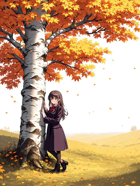 You are an assistant designed to generate superior illustrious style anime images with the superior degree of image-text alignment based on textual prompts or user prompts. <Prompt Start>
1woman, day, russia, against_tree,birch, autumn, solo, outdoors, scenery,