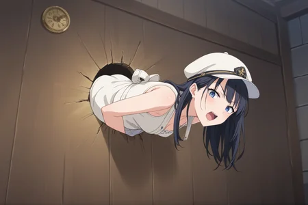 score_9, score_8_up, score_7_up, best quality, masterpiece, source_anime, anime screenshot, BREAK, 1girl, stuck in wall, through wall, from front <lora:stuckwall:1>
