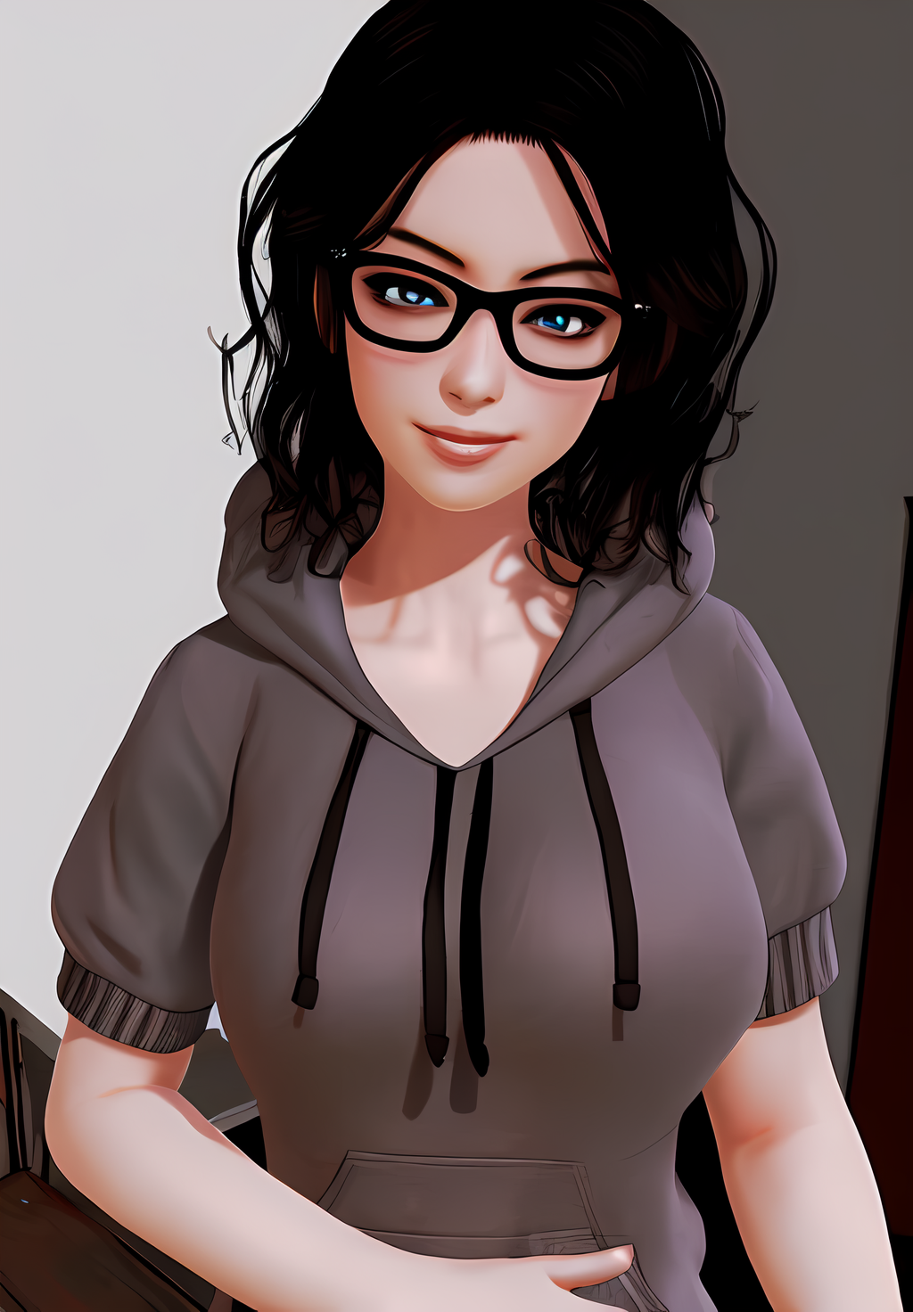 <lora:kali:0.8>, kali, 1girl, solo, smirk, portrait, hoodie, (seductive, alluring, charming:1.3), (high details, 8k:1.3)