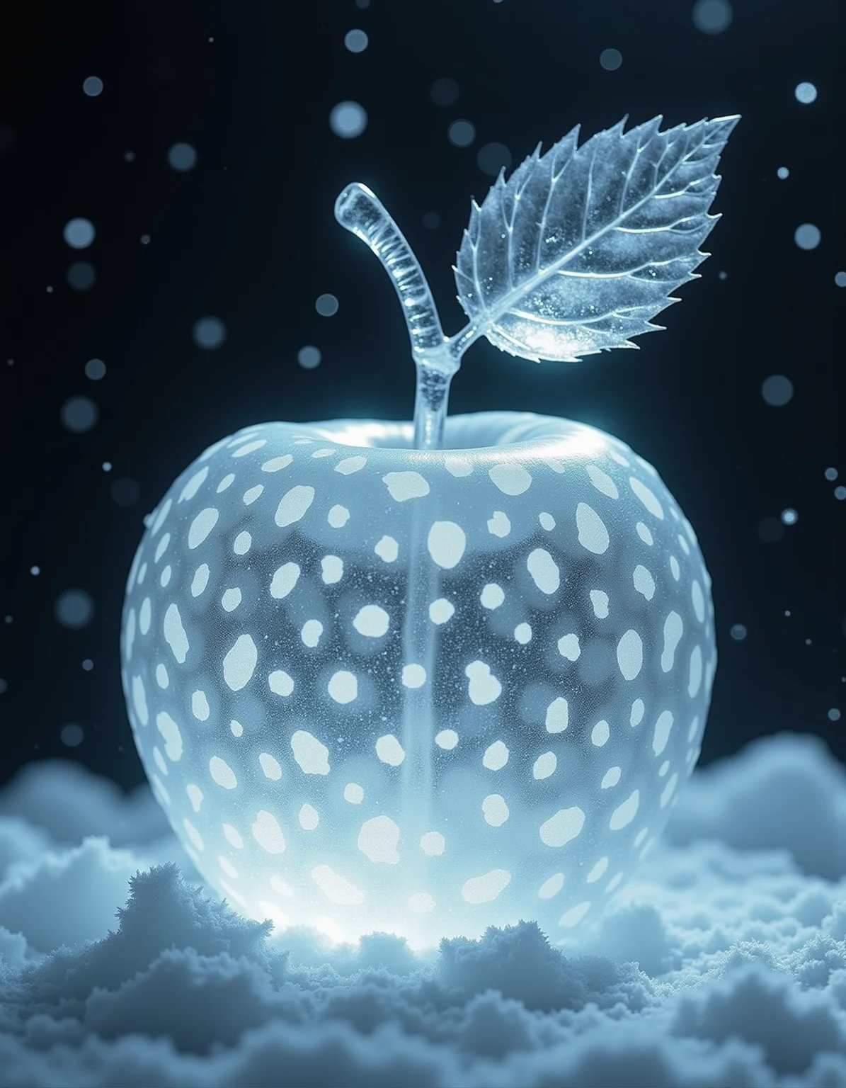 A translucent leopard-fur apple crystallizes into ice shards, its spots glowing like frozen lava. The stem freezes mid-motion into a spiral icicle, while the leaf shatters into prismatic frost particles. A golden-ratio grid overlays the composition, balancing soft snowfall and jagged cracks. Ambient light refracts through the apple, casting kaleidoscopic projections. The scene merges arctic minimalism with wild-animal ferocity.
_________
dramatic beauty, otherworldly quality, soft lighting, shallow depth of field, high detail, dynamic composition, cinematic shot, film grain, balanced shadows, harmonic colors, emotional depth, symbolic meaning, innovative props/costumes, timeless elegance, modern themes, iconic imagery, unforgettable moment, captivating beauty, stunning impact, thought-provoking, artistic vision, masterful execution.
<lora:cheats:0.4> <lora:NOOB_vp1_detailer_by_volnovik_v1:0.5>
