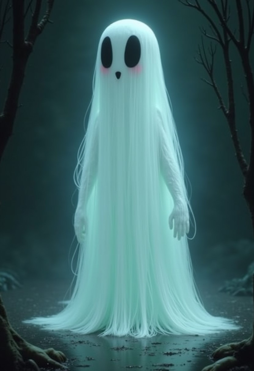 Create a character similar to Casper from the 1995 movie "Casper." This character should be a friendly and gentle ghost with a deep desire to make friends and connect with the living. Despite their ethereal nature, they possess a kind heart and a longing for companionship. They live in an old, possibly haunted place, but rather than being scary, they are endearing and misunderstood.