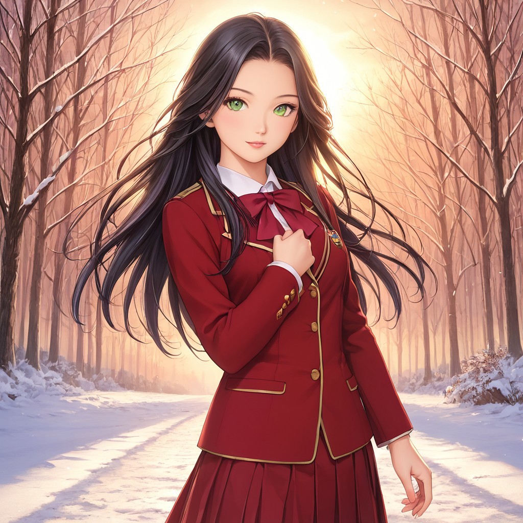 detailed face, detailed eyes, beautiful eyes, extremely cute, adult, anime screencap, seductive, alluring, <lora:add-detail-xl:0.8> <lora:Mangamaster_4000s:.25>
score_9, score_8_up, score_7_up, score_6_up, dynamic, (anime, masterpiece), best quality, (8k), detailed background, sharp focus, intricate, ambient lighting, super high quality, hyper detailed background, cinematic lighting, adult,(masterpiece, best quality), (intricate details:1.4), unity 8k wallpaper, ultra detailed, beautiful and aesthetic, (Super high quality, ultra hd, masterpiece), (masterpiece, best quality), (intricate details:1.4), unity 8k wallpaper, ultra detailed, beautiful and aesthetic, (Super high quality, ultra hd, masterpiece), perfect face, perfect body, school uniform, (long black hair), (long hair), green eyes, seductive, medium breasts, eyewings1, outside, snow, standing