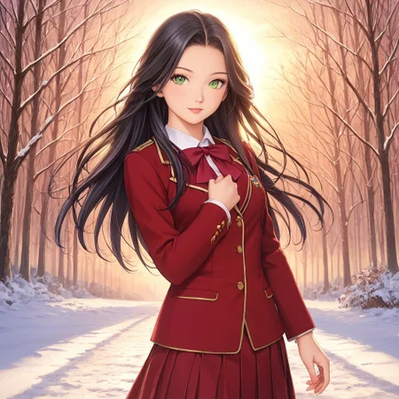 detailed face, detailed eyes, beautiful eyes, extremely cute, adult, anime screencap, seductive, alluring, <lora:add-detail-xl:0.8> <lora:Mangamaster_4000s:.25>
score_9, score_8_up, score_7_up, score_6_up, dynamic, (anime, masterpiece), best quality, (8k), detailed background, sharp focus, intricate, ambient lighting, super high quality, hyper detailed background, cinematic lighting, adult,(masterpiece, best quality), (intricate details:1.4), unity 8k wallpaper, ultra detailed, beautiful and aesthetic, (Super high quality, ultra hd, masterpiece), (masterpiece, best quality), (intricate details:1.4), unity 8k wallpaper, ultra detailed, beautiful and aesthetic, (Super high quality, ultra hd, masterpiece), perfect face, perfect body, school uniform, (long black hair), (long hair), green eyes, seductive, medium breasts, eyewings1, outside, snow, standing