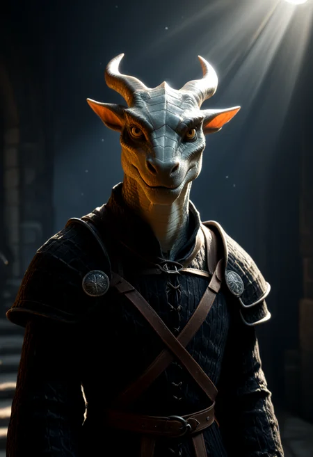 score_9,score_8_up,score_7_up, D&D, fantasy, medieval,
1dragonborn, solo, slender, frail, goat looking, tragic, Dragonborn, furry dragon, bald,
dynamic angle, looking at viewer. backlit, spotlight. night time.