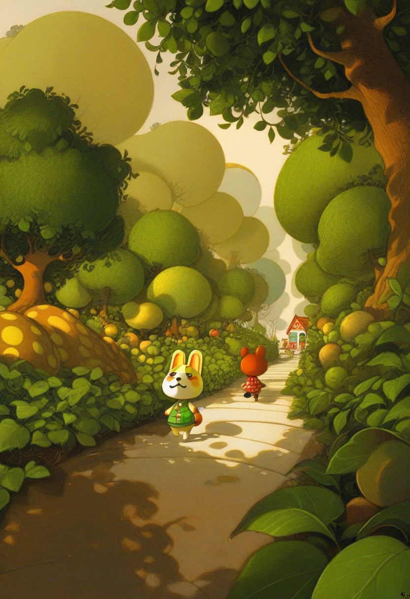 masterpiece, best quality, very aesthetic, absurdres, 
scenery, animal crossing, 
fr-pi-il