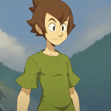 wakfu,1boy,green shirt,brown short hair,tall,
<lora:wakfu-000019cs2:0.6>, <lora:Shaggy_RogersXL:0.81>