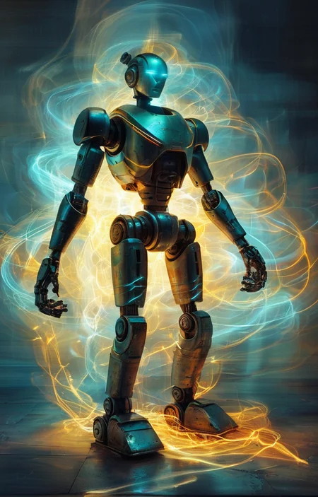 masterpiece,best quality,<lora:tbh247-sdxl:0.9>,illustration,style of Light painting portrait of Housework robots