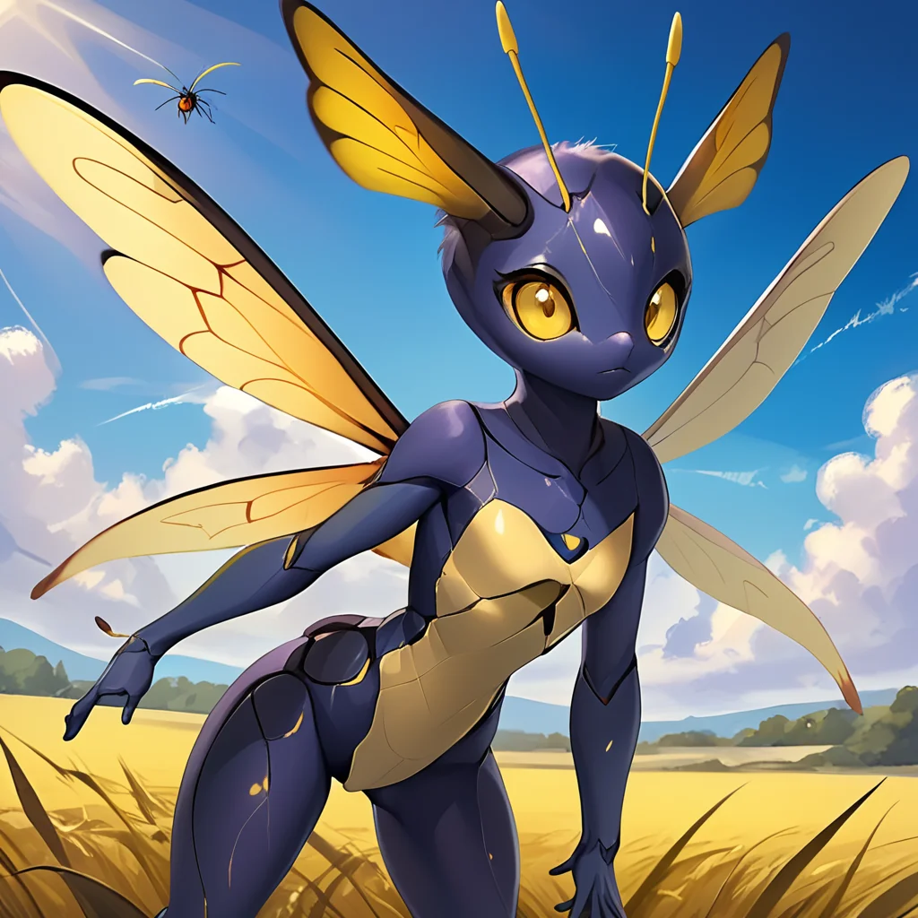 masterpiece,8k,16k,32k,absurd resolution,,high resolution,no pixels,beautiful detailed sky backround,Arthropoid race,solo,looking at viewer,yellow eyes,wings,pokemon (creature),no humans,animal,bug,antennae,insect wings,humanoid body,cute insect girl,cute face,
,humanoid body,cute face,
<lora:Stellaris_Avatar_Portriats_XL8:0.6>