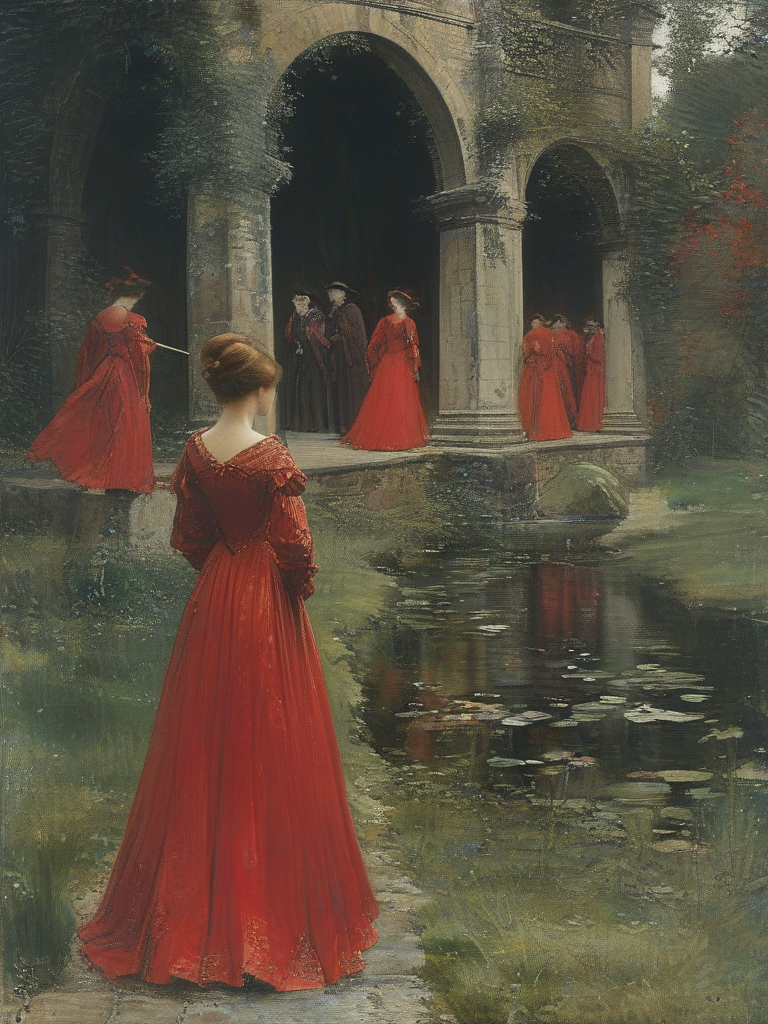 masterpiece,best quality,<lora:tbh104-sdxl:1>,outdoor,landscape,style of Edwin Austin Abbey,illustration,