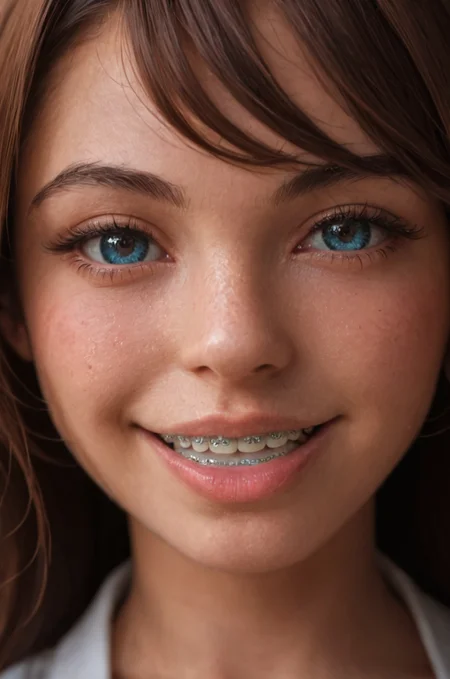 Stable_Yogis_PDXL_Positives, looking at viewer, 1girl, air shakur \(umamusume\), umamusume,close-up smile <lora:Braces_Only:1.0>