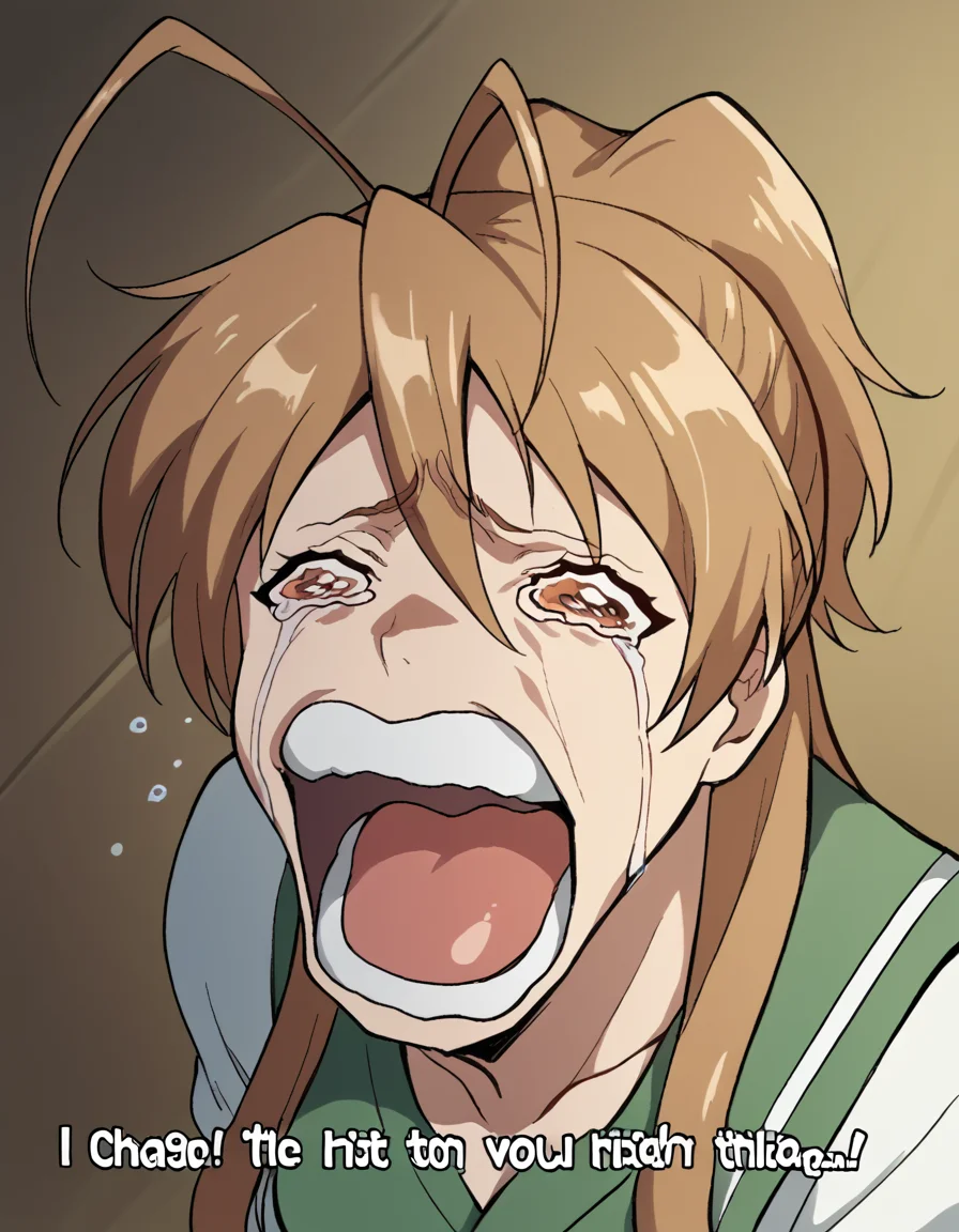 score_9, score_8_up, score_7_up, source_anime, <lora:rei-miyamoto-ponyxl-lora-nochekaiser:1>, rei miyamoto, long hair, brown hair, brown eyes, antenna hair, ponytail, large breasts, <lora:chopper-crying-ponyxl-lora-nochekaiser:1> chopper crying, chopper crying (meme), meme, wavy eyes, crying, tears, teeth, open mouth, tongue,, ,