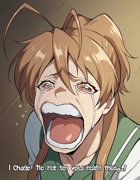 score_9, score_8_up, score_7_up, source_anime, <lora:rei-miyamoto-ponyxl-lora-nochekaiser:1>, rei miyamoto, long hair, brown hair, brown eyes, antenna hair, ponytail, large breasts, <lora:chopper-crying-ponyxl-lora-nochekaiser:1> chopper crying, chopper crying (meme), meme, wavy eyes, crying, tears, teeth, open mouth, tongue,, ,