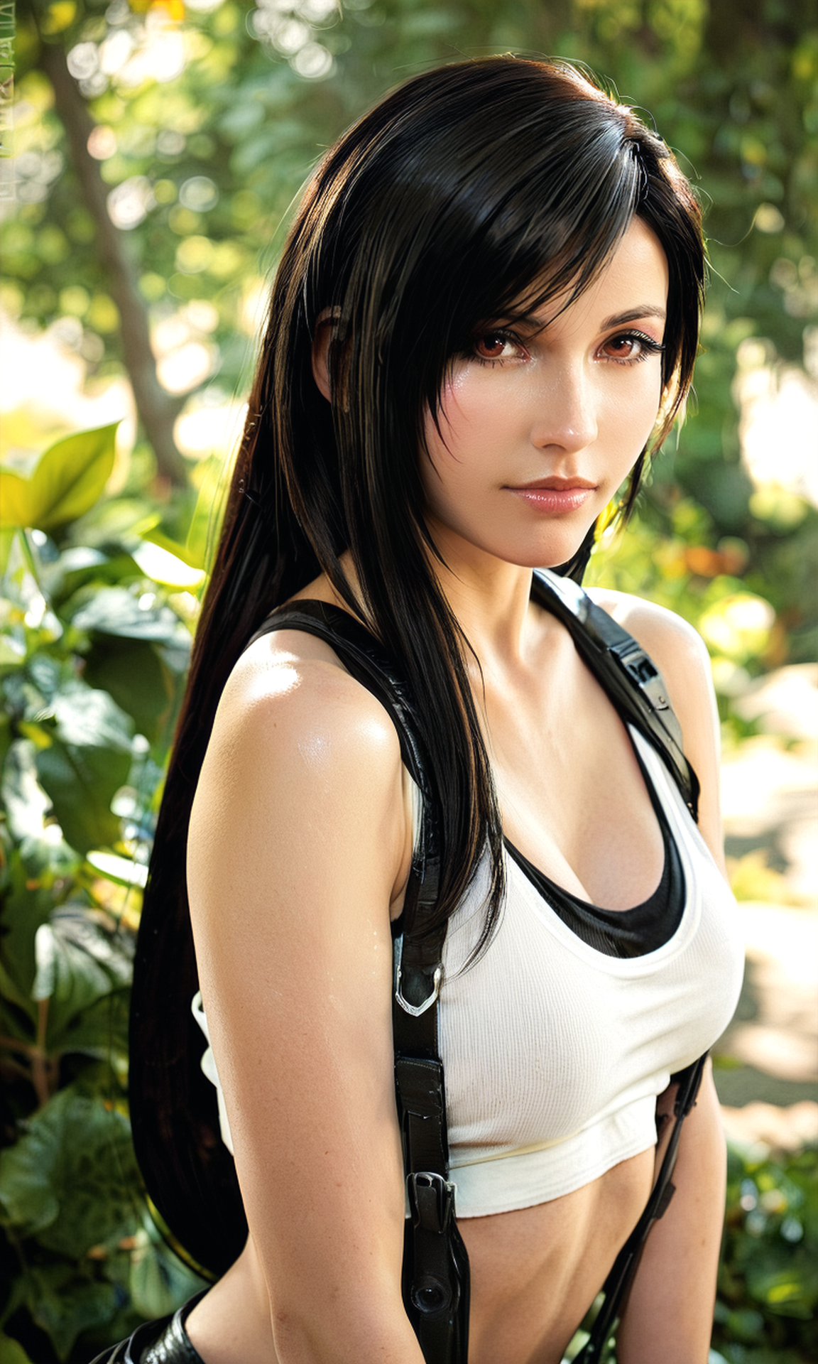 score_9, score_8_up, score_7_up, BREAK, zy_tifa, 1girl, black hair, long hair, realistic, costume, nature, photo, portrait, real hair, detailed skin, highly detailed, detailed skin, depth of field, film grain, <lora:zy_Tifa_PonyRealism_v1:.7>