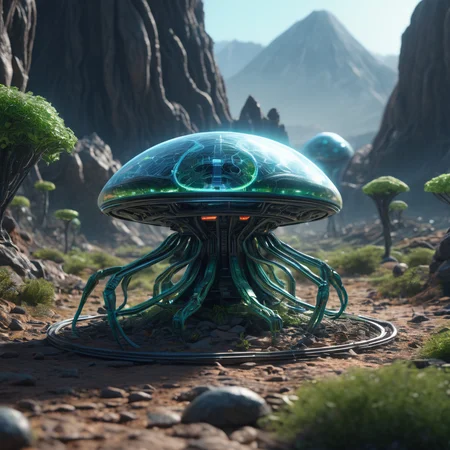 ((best quality)), ((masterpiece)), ((realistic,digital art)), (hyper detailed),female, Alien Microorganism Fiber,Constant Force Spring,Union,Hub-and-Spoke Network,Grid Cell Network,Beep,Cultural Awareness,Ancient Landscapes,Whisplike,Fertile,Dreadful, octane rendering, raytracing, volumetric lighting, Backlit,Rim Lighting, 8K, HDR,