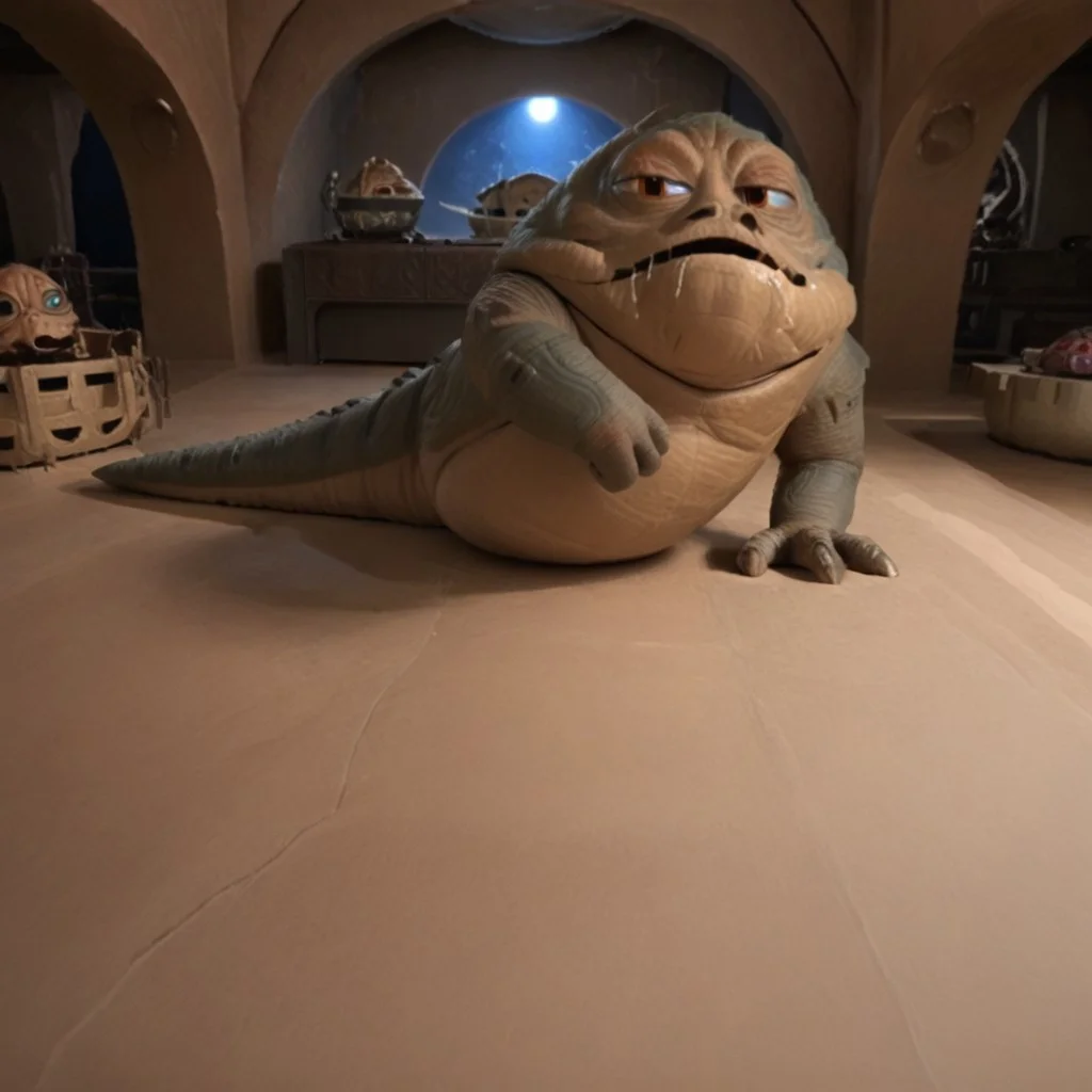 Hasselblad X2D 100C with polarizing filter, low exposure, high contrast, ISO 125, with a 50mm prime lens,
Jabba's throne room from the 'Star Wars' movie universe, a busy scene depicting various alien races from the Star Wars universe, conducting their business and leisure in the court of Jabba the Hutt. Jabba lies on his hover sledge throne at the front of the room, while musicians and scantily-clad human and twilek females dancers look down through an open hearing in the floor in horror and fascinating as Princess Leia, after being cast down into the pit below by Jabba, and dressed in her revealing slave girl bikini costume, is devoured by the mighty Rancor beast, Leia screams as the beast tears off her bikini and sinks it's teeth into her supple flesh, struggling, humiliated, embarrassed, Jabba's throne room, 
Jabba's Throne Room , jabba the hutt, Jabba's throne Room , slave leia outfit, jabba the hutt, monster, monster, claws, sharp teeth