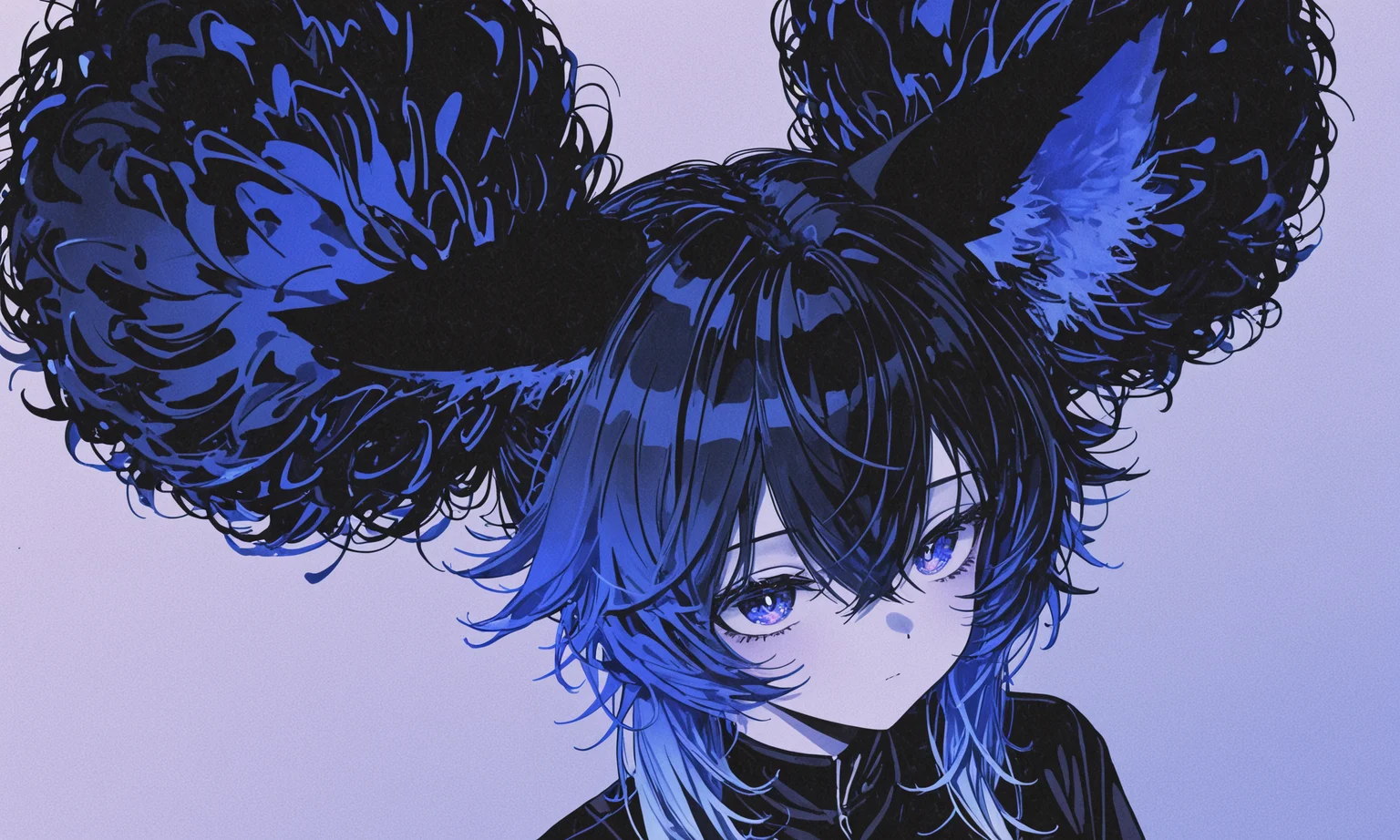 texture masterpiece, best quality, best quality, [quasarcake:crain1art:9], [dlgeria::9], (xxyt-xx:0.85), chen bin, (as109:0.5), fagun_yibei, berryverrine,
cinematic, 1girl, gradient indigo [monochrome], fluffy hair, (from_side:0.67), looking ahead, afro puffs, hair_flaps, big hair, animal_ears, simple background, thick outlines,
absurdres, best quality, amazing quality, very aesthetic, absurdres, (flat 2d vector style), (minimalist material icon:1.2), Ay-O, a character portrait, (no lineart:1.3), top down, close-up
