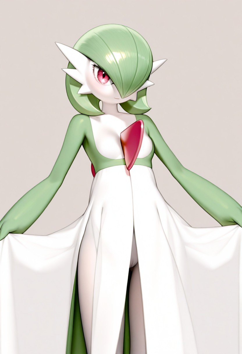 artrealmix, solo, gardevoir, white dress, looking at viewer