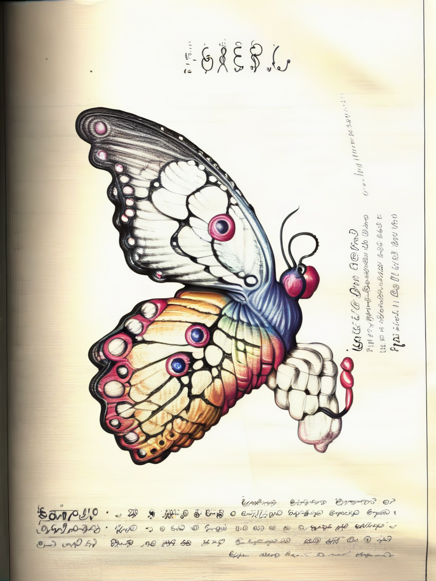 serafini style, a drawing of a butterfly, <lora:Serafini_Style_XL_V1:1>