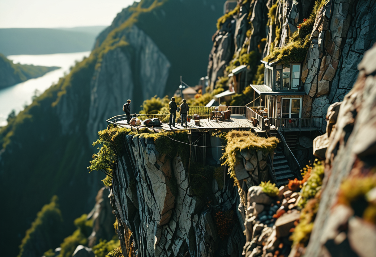 living on the edge, hyper detailed, super intricate, sharp light, 35mm photo