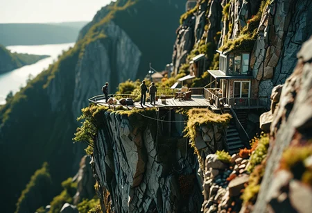 living on the edge, hyper detailed, super intricate, sharp light, 35mm photo