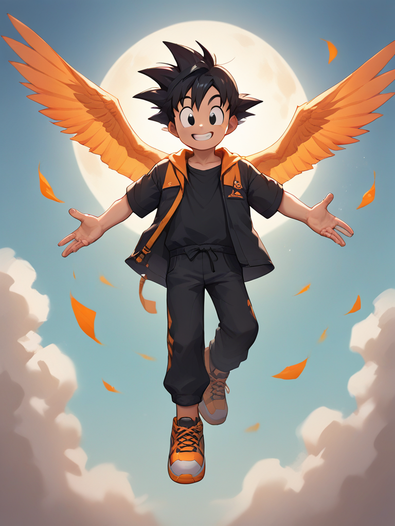 score_9, score_8_up, score_7_up, score_6_up, score_5_up, score_4_up, source_anime <lora:GotenSDXL:0.7>,gotenv1, spiked hair, 1boy, black hair, black eyes, smile,(blue and orange (dougi:1.4)), full body,smiling,looking at viewer, <lora:Smooth Anime Style LoRA XL:1>,flying in the sky,(young:1.1),