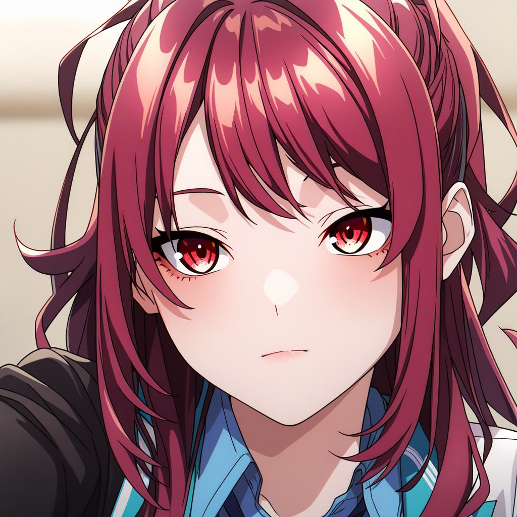 masterpiece,best quality,newest,absurdres,highres,safe,<lora:noobai_ep11_stabilizer_v0.138_fp16:1>,kaede kazama,red hair,<lora:Kaede Kazama_1:1>,1girl,portrait,
