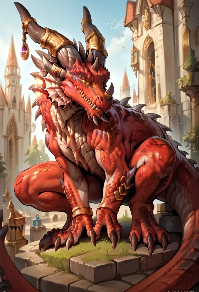 <lora:WorldOfWarcraftXL:0.7>, realistic, porn, BREAK, <lora:Alexstrasza_Dragon_Form-000003:1> alexstrasza, feral dragon, scales , crouching, castle with pile of gold<lora:Scalie:1>, zPDXL2, zPDXLxxx, zPDXLrl, <lora:Pony_QualityV4.0:1.12>
