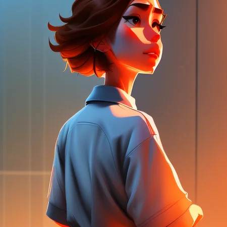 graffiti full body portrait of a tough, wispy, Depressed Department Manager woman, Extensive, furled brow, with short auburn hair wearing polo shirt , digital art, trending on artstation, highly detailed, fine detail, intricate, outrun, vaporware