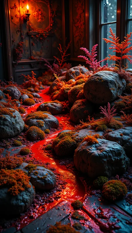 masterpiece, 4k, 8k, sharp, a photography of a cozy vintage bedroom full of a vegetation with moss made of opal like product visualization, it has very intricate details that are red embedded in the skin, the light is cinematic and like a studio lighting. the vegetation with moss is on a background opalescence.
detailmaximizer, Midjourney_Whisper <lora:[Flux1]_aidmaPsychadelicChaosWorld-FLUX-v0.1:0.3> <lora:[Flux1]_aidmaImageUpgrader-FLUX-V0.1:0.1> <lora:[Flux1]_midjourney_whisper_flux_lora_v01:0.6> <lora:[Flux1]_Painted_World_Flux:1>