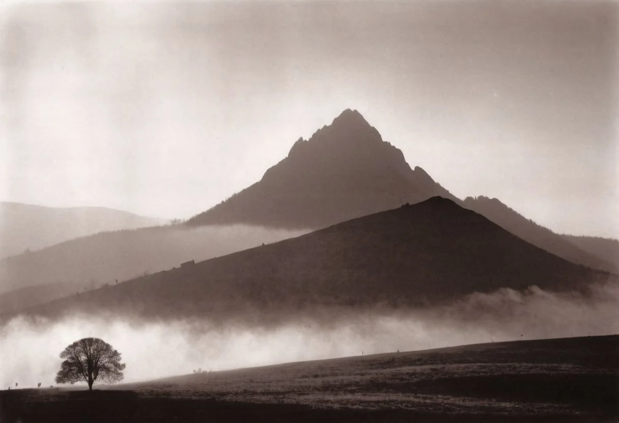 lith_argenta_bromBN1W, a foggy mountain, hard shadow