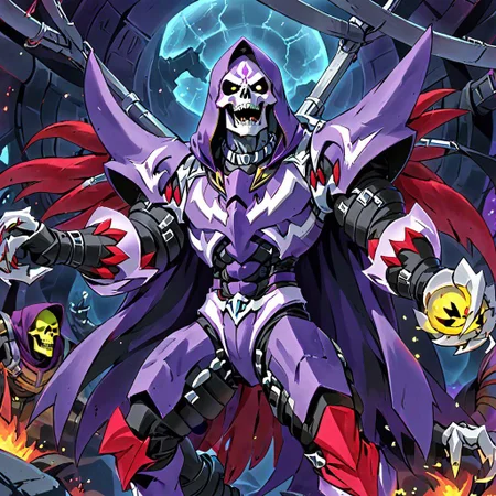 skeletor in his secret lair laughing maniacally