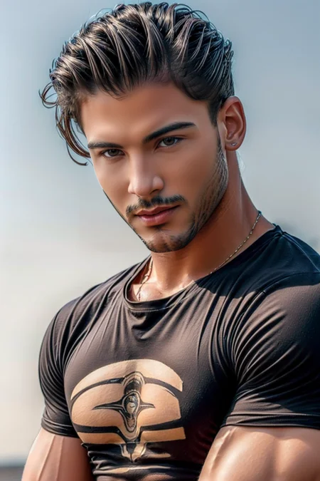 <lora:BrazilManAmazon_V1.0:1>, (photorealistic:1.4), (masterpiece:1.4),(best quality:1.4)(high_resolution:1.1) , (1man, (brown eyes), wearing casual clothing, ((black t-shirt))), ((upper body)), ((realistic hair:1.2)), ((thin beard)),
<lora:muscle_slider_v1:2>,
<lora:weight_slider_v2:-1>,
<lora:hair_length_slider_v1:1>,
<lora:Background_Detail_v3:0.4>,
<lora:add_detail:0.5>