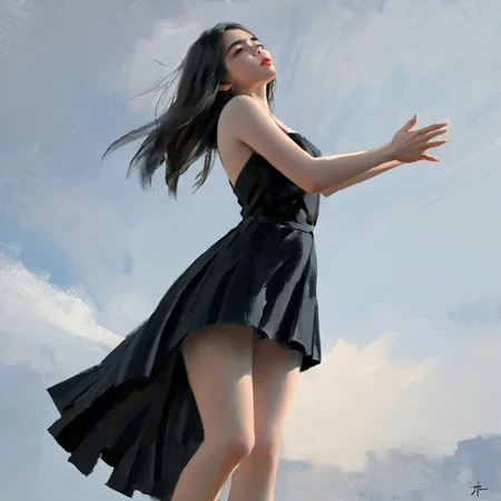 she's always a woman to me, <lora:wlop_v1.2:0.7>, impasto, wlop, solo, internationally-acclaimed digital artwork, absurdres, masterpiece, <lora:WLOP_illustration_style_XL:0.5>, WLOP_illustration_style, Photograph taken from a low angle, capturing the subject from a ground level perspective