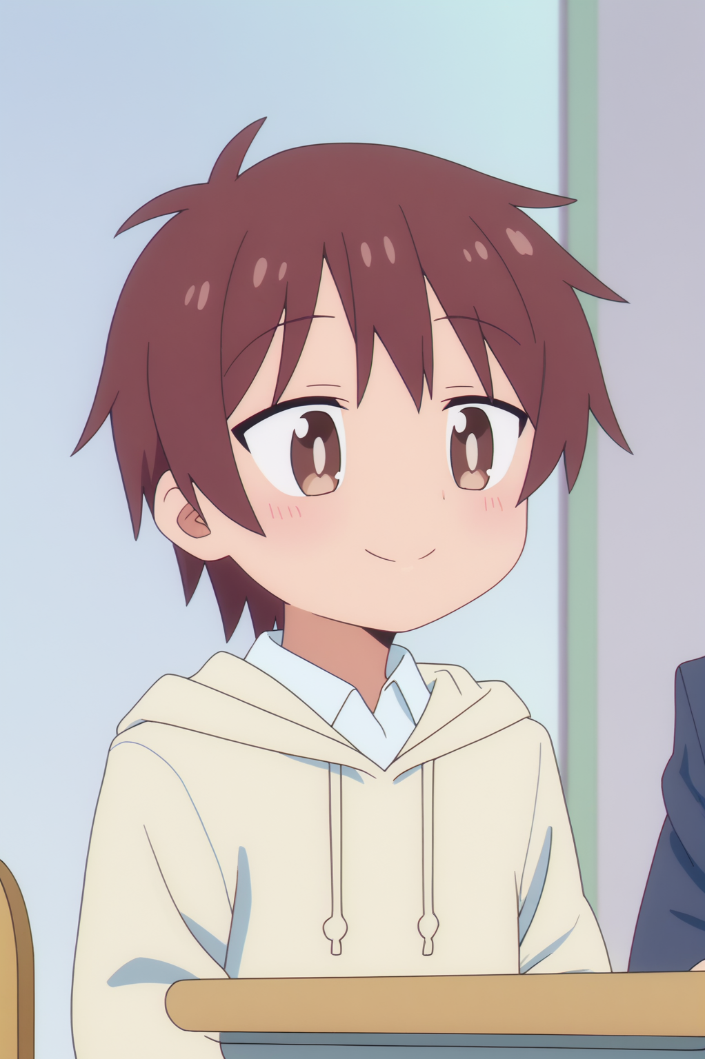 anime screencap, consistent background,   Yuuta Sakurada, upper body, light smile <lora:Onimai-Yuuta_Sakurada-PDXL:0.8>
