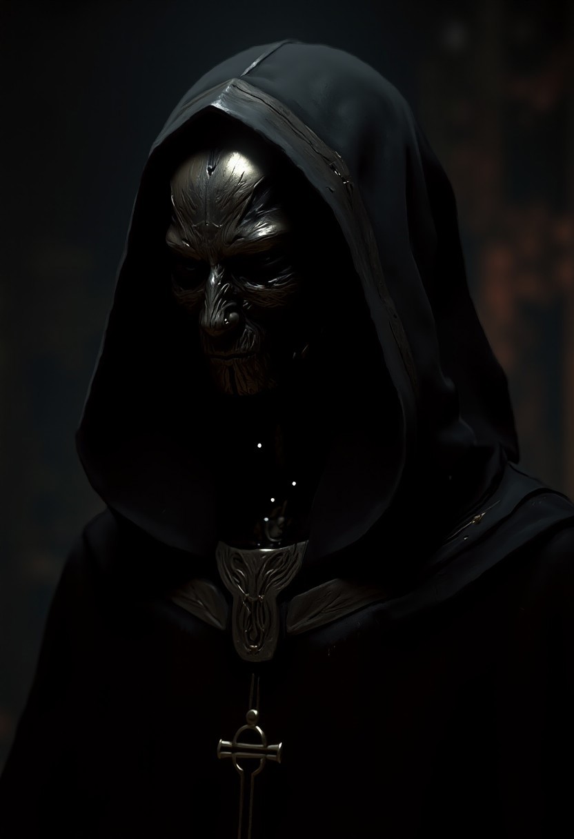 cybernetic egyptian robot priest, dark fantasy, grim, robes, dark backgrou8ndm, dark egyptian temple, scifi temple, ankh symbol, intricate, elegant, light cape, artstation, concept art, smooth, sharp focus, illustration, style of Ilya Kuvshinov, RPG_portrait, android, AI, machine, metal, wires, tech, futuristic, dimly lit, low light,
BREAK
golden ratio, highly detailed, digital painting, octane render, realism pushed to extreme, fine texture, incredibly lifelike, masterpiece, sharp focus,