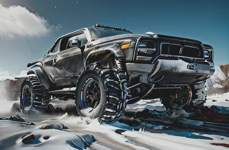 3D digital painting, global illumination, subsurface scattering, specular lighting, hdr, 8K, nanite raytraced, <lora:ChromeTech:0.6>, chrometech (battlecar:1.1), (snowmobile:1.08), (painted carbon fiber:1.05), vehicle focus, no humans, car, wheel, tire, debris, fire, spike, splash, water, dirty <lora:BattleCars_v2_50_clip2_R-128:0.41>, large format photography, masterpiece, best quality, absurdres, detailed, ultra-detailed, max detail, 4k uhd
