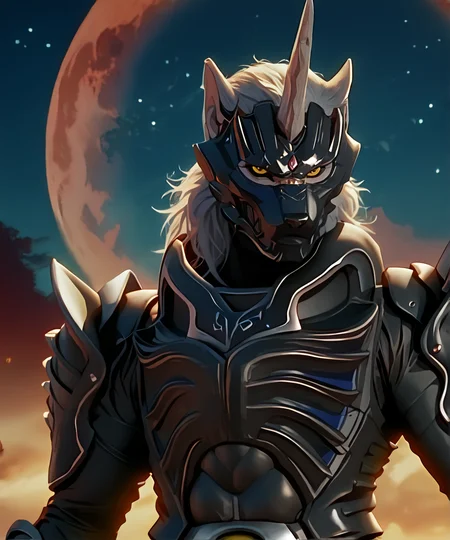 score_9_up,score_8_up,score_7_up,
<lora:Zen_Aku_(Power_Rangers_Wildforce)_(Pony)_(AD):1.15> Zen Aku, power rangers wildforce, evil, villain, demon, wolf, armor, wolf theme, single white horn on head, wolf themed helmet, wolf themed mask, yellow eyes, muscular, <lora:- SDXL - vanta-black_contrast_V3.0:0.8> <lora:add-detail-xl:0.8> <lora:Chiaroscuro Lighting Style:0.5> <lora:CinematicStyle_v1:0.35>
8K, spectacled light, In'ei, highly detailed, Masterpiece, best quality, beautiful details, crisp, chiaroscuro, internal subsurface reflections, rim lighting, atmospheric layering, 
8K,  scenery background, science fiction setting, ((dark background, detailed background, night)), futuristic city, cityscape, artistic glowing light, dynamic perspective, official screenshot in the style and quality of Power Rangers, masterclass official Power Rangers artwork, absurdly detailed, photorealistic, masterclass photograph, elite warrior, majestic, hulking badass awesome warrior,  absolute unit of a fighter, dominating, hyper powerful, powerful and mighty, overwhelming speed and reflexes, strength embodiment, power overwhelming, thick powerful muscular body, dynamic fighting pose, serious fighting expression, head tilted to look at viewer, upper body turned toward viewer, majestic and dashing dark hero, duke org, glowing hair, soft grey hair, dark grey fur, dark grey skin, flawless body, detailed kemono hair, perfect proportions, perfect hands, flawless armor, glistening black metal armor, intricately detailed armor, black latex underarmor bodysuit, 
BREAK zPDXL, zPDXLxxx, unaestheticXLv1, detailxl, SK_CINEMATIC,