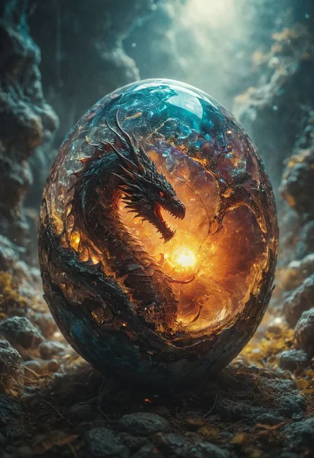 Surreal, Dragon's egg made with crystalline carapace, psychedelic, strong refraction, transparent, glowing celestial light from insidemany details, extreme detailed, full of details,
Wide range of colors., Dramatic,Dynamic,Cinematic,Sharp details
Insane quality. Insane resolution. Insane details. Masterpiece. 32k resolution.
<lora:add-detail-xl:0.95> <lora:dvr-lnds-sdxl:0.3> dvr-lnds-sdxl <lora:MJ52:0.25> <lora:ral-apoctvisn-sdxl:0.3> ral-apoctvisn <lora:zavy-cntrst-sdxl:0.35> dark, chiaroscuro, low-key <lora:zavy-rmlght-sdxl:0.41> zavy-rmlght <lora:SDXLFaeTastic2400:0.225>