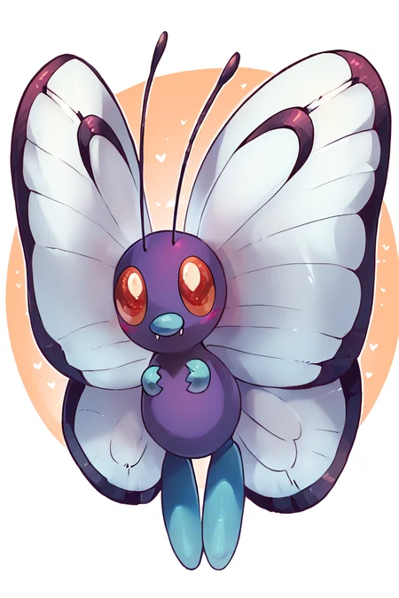 score_9, score_8_up, score_8, ,,, , ,,, zzButterfree, no humans, pokemon (creature), bug, wings, antennae, butterfly, <lora:Butterfree_Pokemon_PDXL:1.0>, ,,,, BREAK, smile, looking at viewer, ,,, abstract background, white outline, cowboy shot, ,,, embedding:zPDXL, Expressiveh, ,,, <lora:theOtherHalfPDXL:0.8>, <lora:CatalystStylePDXL:0.6>, <lora:SDXLFaeTastic2400:0.5>, <lora:Expressive_H-000001:0.4>,