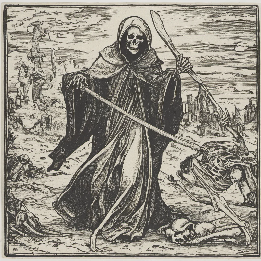 high quality, masterpiece, dansemacabre ,grim reaper <lora:dansemacabre-000007:1>
