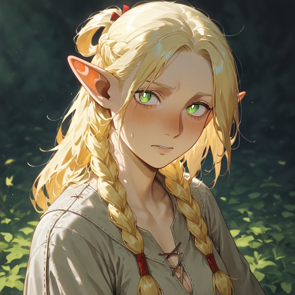 masterpiece, best quality, newest, absurdres, highres, 
DFV1.0 
1girl, marcille_donato \(dungeon_meshi\), elf, pointy ears, green eyes, blonde,